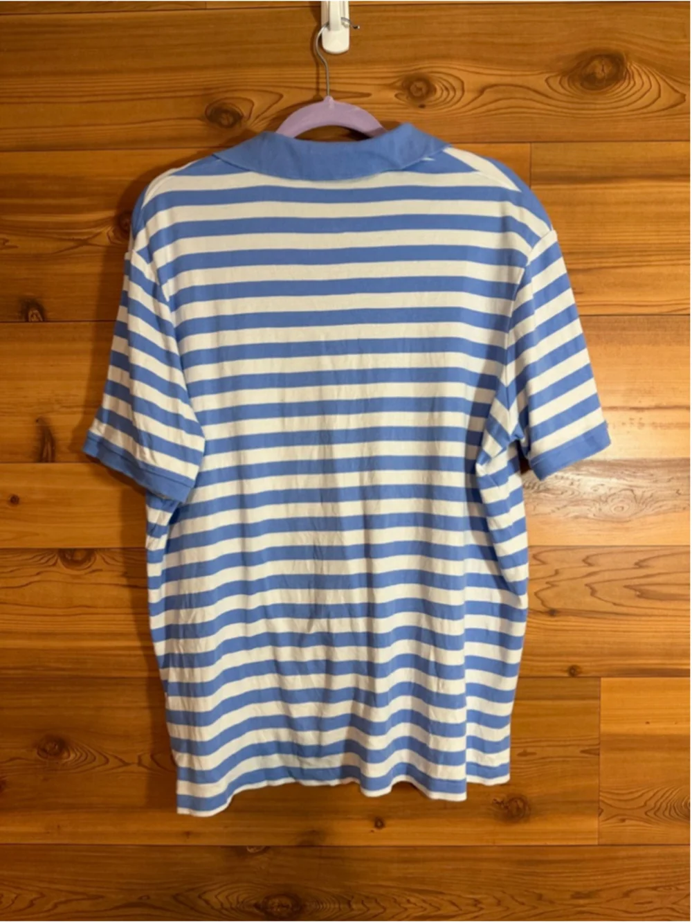 Polo Ralph Lauren mens blue and white striped short sleeve cotton polo size L